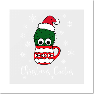 Christmas Cactus - Cactus With A Santa Hat In A Christmas Mug Posters and Art